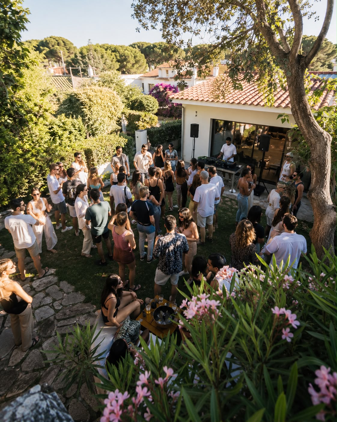 SLOONK DJ set at an outdoor garden party in Lisbon